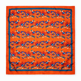 Rust Paisley and Floral pocket square — full flat product.