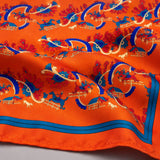 Rust Paisley and Floral pocket square — fabric and design close-up.