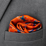 Rust Paisley and Floral pocket square — close-up wearing detail.
