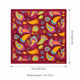 Paisley Shape pocket square — size guide.