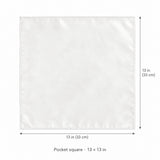 Pearl White Paradigm pocket square — size guide.