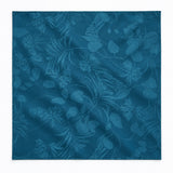 Petrol Blue Botanical Jacquard Silk Pocket Square — Unfolded studio detail