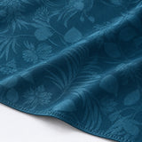 Petrol Blue Botanical Jacquard Silk Pocket Square — Fabric and design close-up