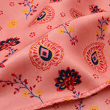 Pink Paisley Petals pocket square — fabric and design close-up.