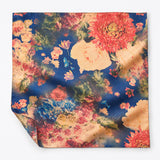 Sapphire Bouquet pocket square — unfolded studio detail.