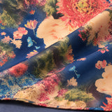 Sapphire Bouquet pocket square — fabric and design close-up.