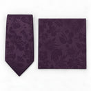 Plum Tropical Bloom Silk Tie and Pocket Square Set