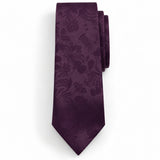 Plum Tropical Bloom Silk Tie — Front blade product layout