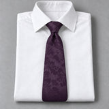 Plum Tropical Bloom Silk Tie — White shirt product flatlay