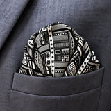 Rectangular Strips pocket square — close-up wearing detail.