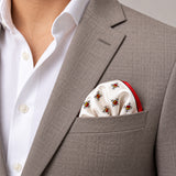 Red Potion pocket square — light jacket · wearing detail.
