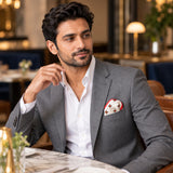 Red Potion pocket square — restaurant lifestyle.