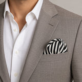 Retro Run pocket square — light jacket · wearing detail.