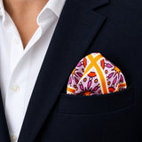 Retro Vintage pocket square — navy jacket · wearing detail.
