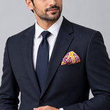 Retro Vintage pocket square — formal model · navy and tie.
