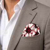 Romanian Traditional pocket square — light jacket · wearing detail.
