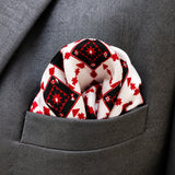 Romanian Traditional pocket square — close-up wearing detail.