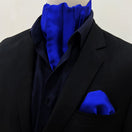 Royal Blue Silk Men Ascot & Pocket Square Set