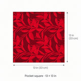 Scarlet Laurel Leaf Silk Pocket Square — size guide.