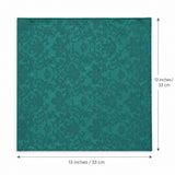 Sea Green Scroll Damask Silk Pocket Square — Size guide