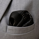 Seamless Geometric Dotted pocket square — close-up wearing detail.