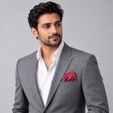 Seamless Repeat Pattern pocket square — model · light grey and open collar.
