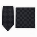 Shadow Checkerboard silk tie and matching pocket square — Polished folded pair