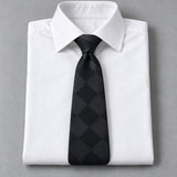 Shadow Checkerboard Silk Tie — White shirt product flatlay