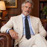 Shadow Checkerboard Silk Tie — Ivory jacket lifestyle