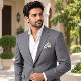 Sleek Black & White Stripes pocket square — outdoor lifestyle.