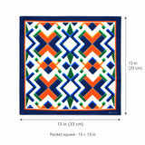 Techno Illusion pocket square — size guide.