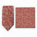 Terracotta Leaf Silhouette Silk Tie and Pocket Square Set