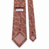 Terracotta Leaf Silhouette Silk Tie — Rear tipping and construction