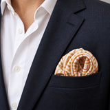 Textura Art pocket square — navy jacket · wearing detail.