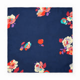 The Deep Blue Floral pocket square — full flat product.