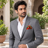 The Fiery Garden pocket square — outdoor lifestyle.