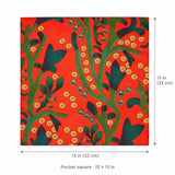 The Fiery Garden pocket square — size guide.