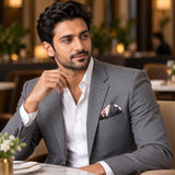 The Grey Garden pocket square — restaurant lifestyle.