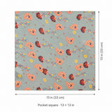 The Paisley Petals pocket square — size guide.