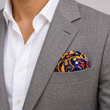 Traditional Ethnic pocket square — light jacket · wearing detail.