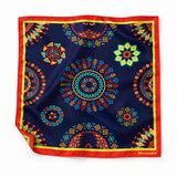 Truck Art Ethnic pocket square — unfolded studio detail.