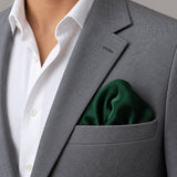 Deep Green pocket square — light jacket · wearing detail.