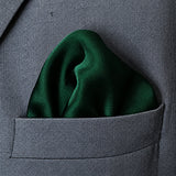 Deep Green pocket square — close-up wearing detail.