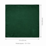 Deep Green pocket square — size guide.