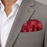 Twinkle Maroon pocket square — light jacket · wearing detail.