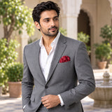 Twinkle Maroon pocket square — outdoor lifestyle.