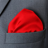 Valentine Red pocket square — close-up wearing detail.