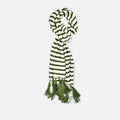 White & Green Stripes Silk Men Scarves - Silk Scarves | Monzoro Pakistan