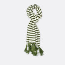 White & Green Stripes Silk Men Scarves