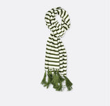 White & Green Stripes Silk Men Scarves - Silk Scarves | Monzoro Pakistan